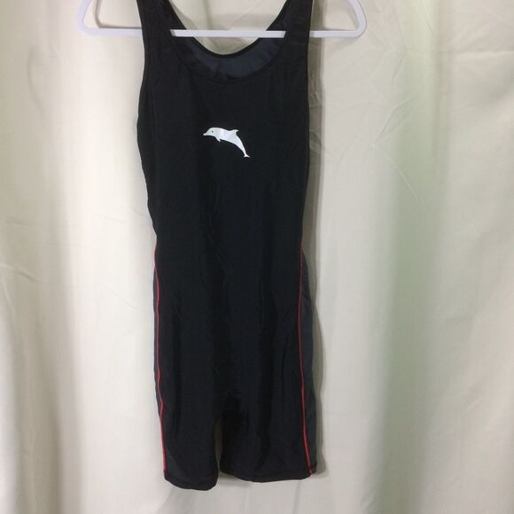 NEW Halcurt Black Dolphin One Piece Boyleg Swimsuit Small Keyhole Back NWT - Picture 3 of 7